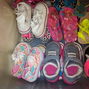 Large assortment of little girls shoes sized 12-24